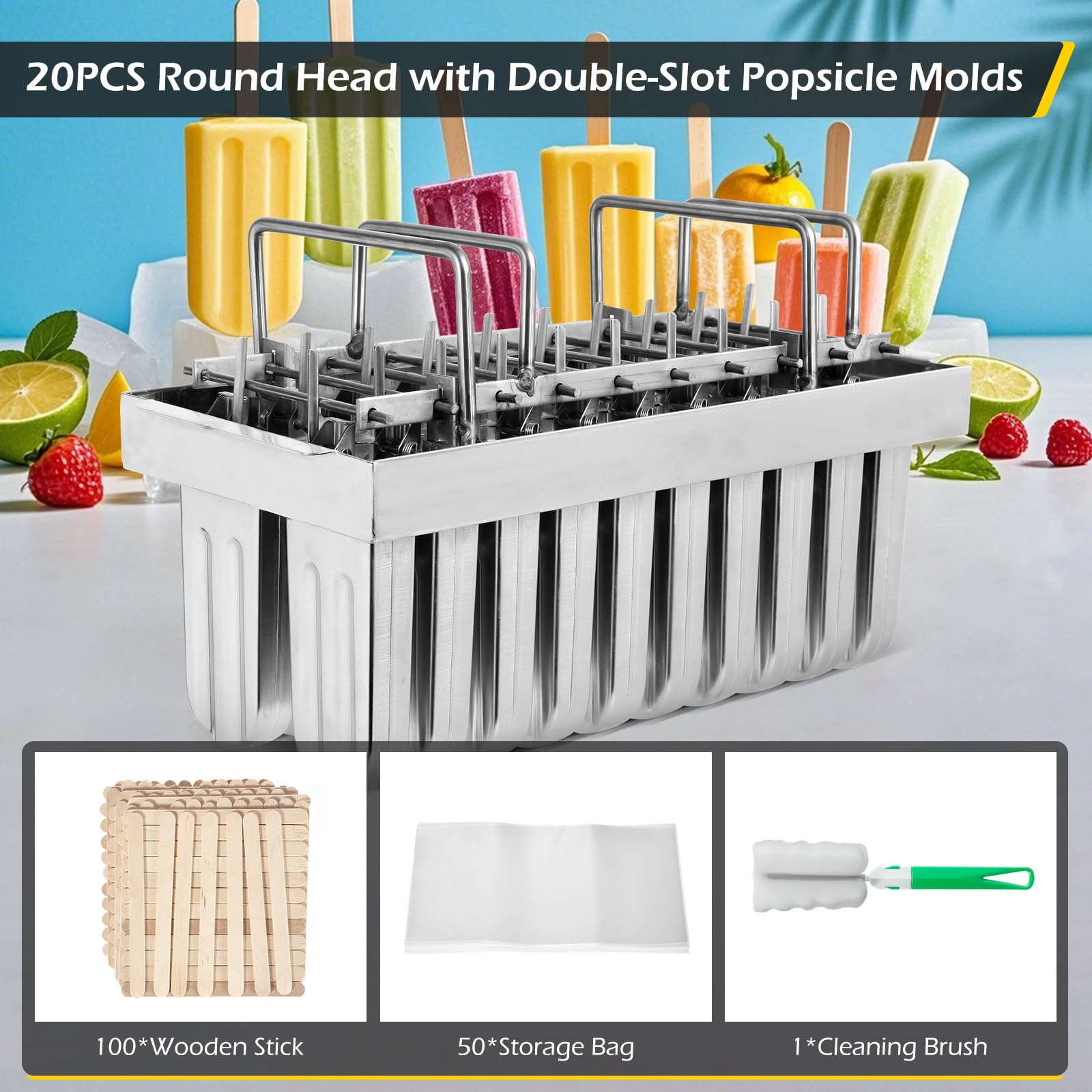 Amazon | Dyna-Living 20個 ステンレススチール アイスキャンディー型